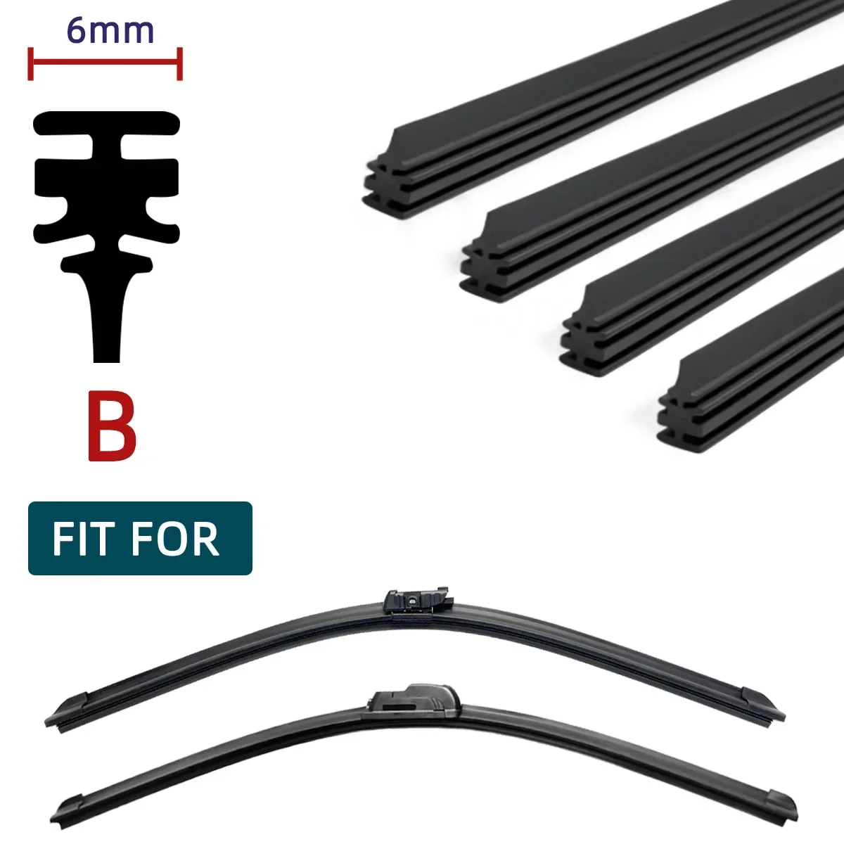 Car Wiper Blade Refill Vehicle Insert Rubber Strip 6mm 8mm Soft 14\