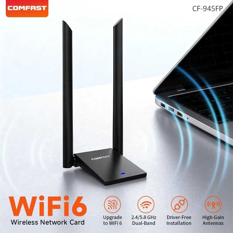 COMFAST AX1800 WiFi6 Dual-Band 2.4G/5GHz USB3.0 Adapter Wireless Network Card Dongle for Windows 10/11