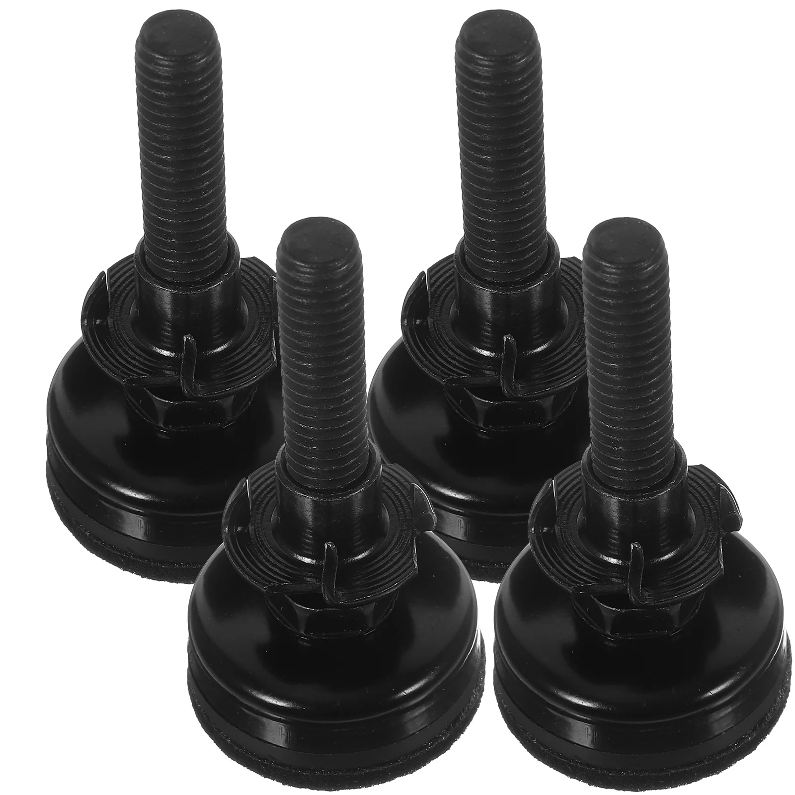 4 Sets Black PP Base Carbon Steel Furniture Leveling Feet Height Adjustable Riser Bed Screws Felt Table Chair Leg Extenders Anti