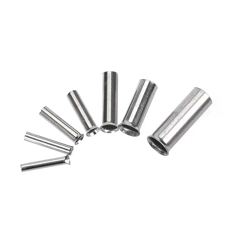 600/700 قطعة حلقات نهاية الأسلاك الأنبوبية العارية حجم المزيج أكمام كابل غير معزولة بسيطة لتوصيل الأسلاك دبوس تجعيد