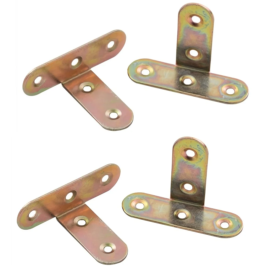 4 Pieces T-Shaped Multi-Functional Angle Brackets - Right-Angle 90-Degree Furniture Wood Board Fixation Connectors