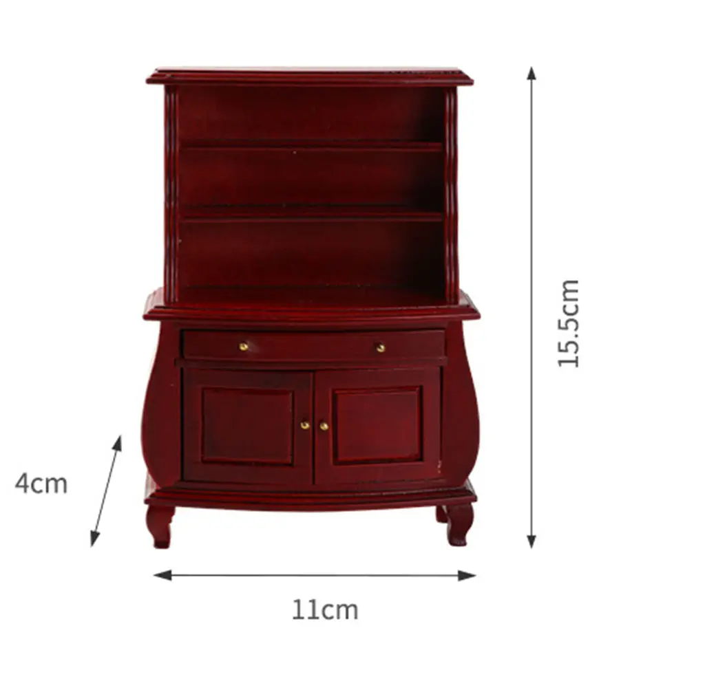 1:12 Mobili per libreria paffuta in miniatura per casa delle bambole - Armadietto rosso/bianco per cucina/soggiorno, graziosi oggetti di scena per decorazioni per casa delle bambole