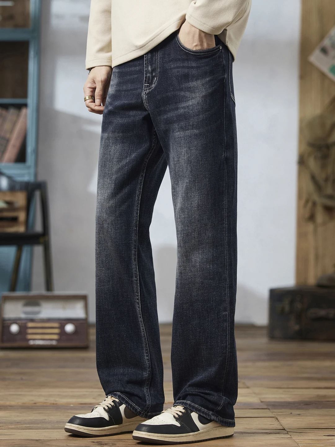 

High-End American Retro Men's Jeans Loose Straight Leg Casual Versatile Long Trousers Spring Autumn New Style Trendy Brand