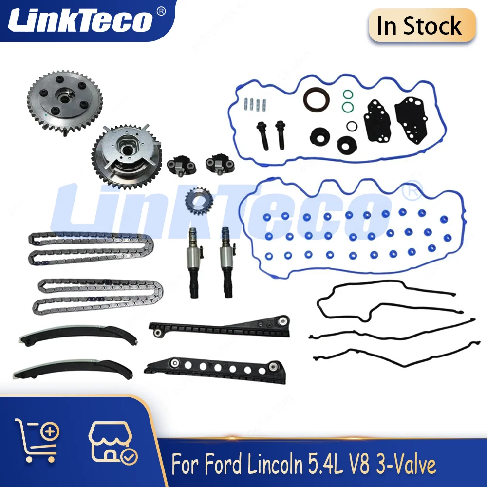 Timing Chain Kit Cam Phasers+VVT Valves Fit 5.4 L 3V V8 For Ford F150 F250 Lincoln Mark LT 2004-2010 5L3Z-6268-A XL3Z-6306-AA