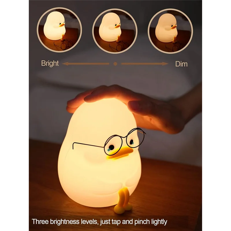 Luz nocturna AB45 para niños: lámpara de silicona premium de pato, luz nocturna linda y regulable para un ambiente calmante para la hora de dormir duradero