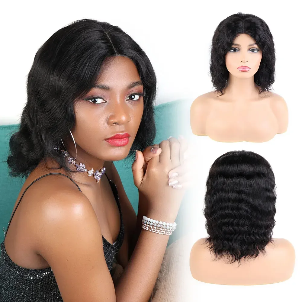 

Curl Short Bob Wigs Body Wave Human Hair Wig Virgin Brazilian Full Machine Made Wig Water Wave Curly Human Hair Wigs for Women