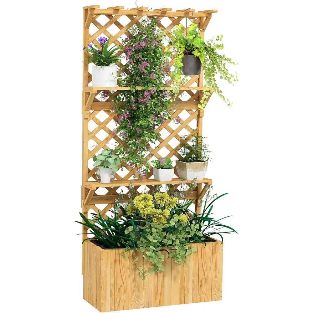 

Деревянная кашпо-клумба с решеткой, подвесная, с дренажем, 30 x 13 x 70, натуральный цвет