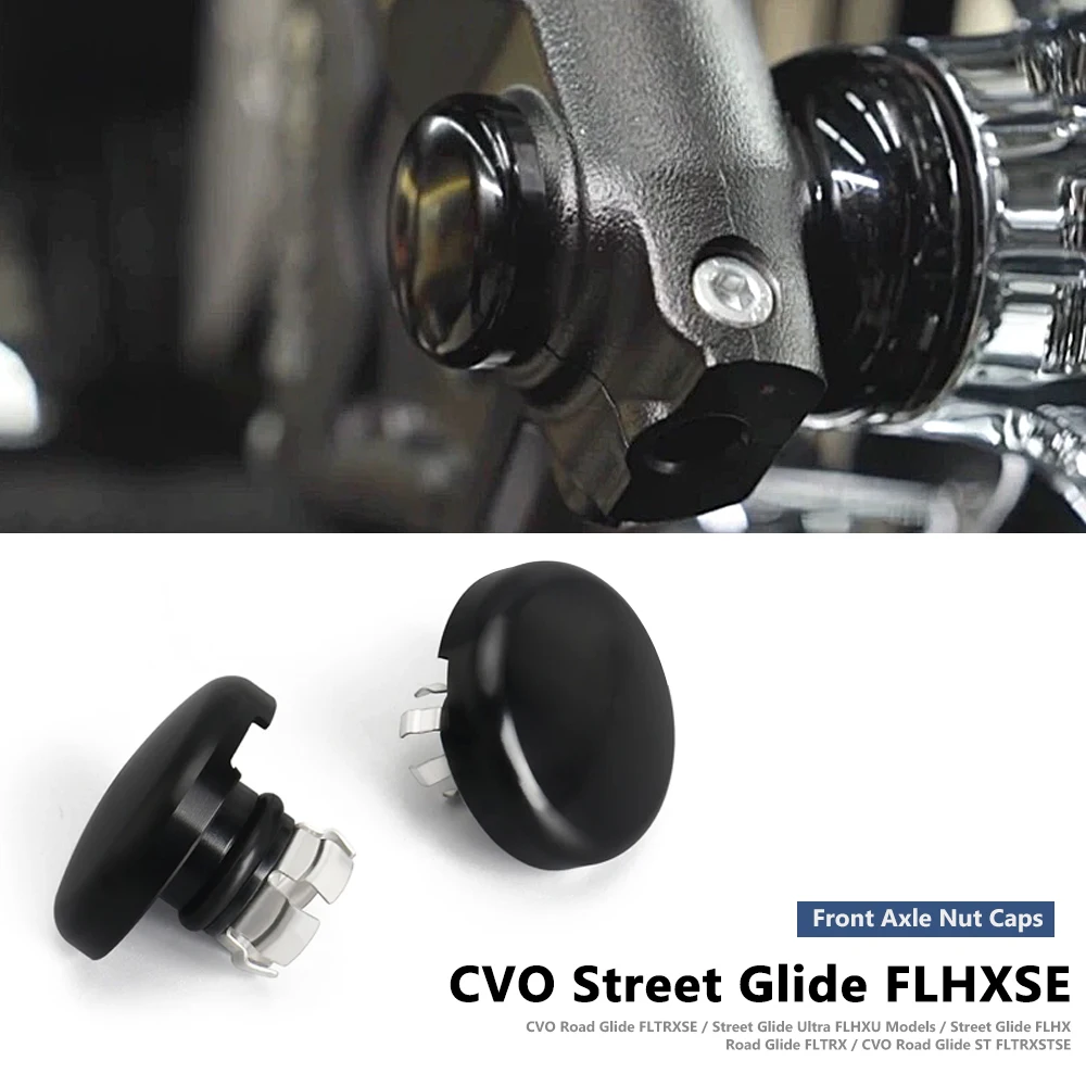 

For Touring Street CVO Road Glide FLTRXSE CVO Street Glide FLHX FLTRX Motorcycle Slope Cut Front Axle Nut Caps Compatible 2025