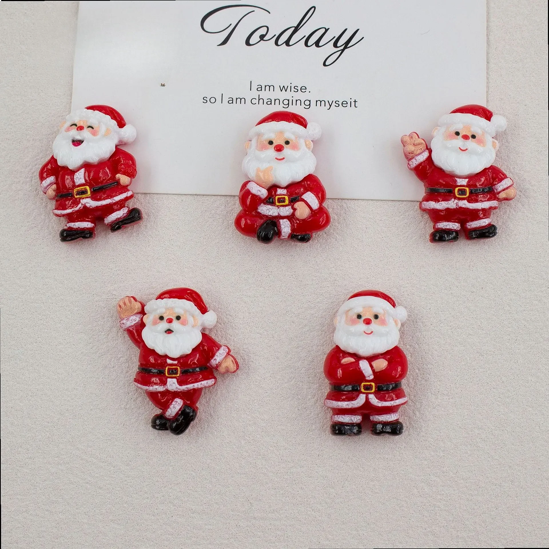 100pcs Cute Flatback Mini Santa Resin Charms DIY Christmas Cabochons for Phone Case Hairpin Keychain Decor