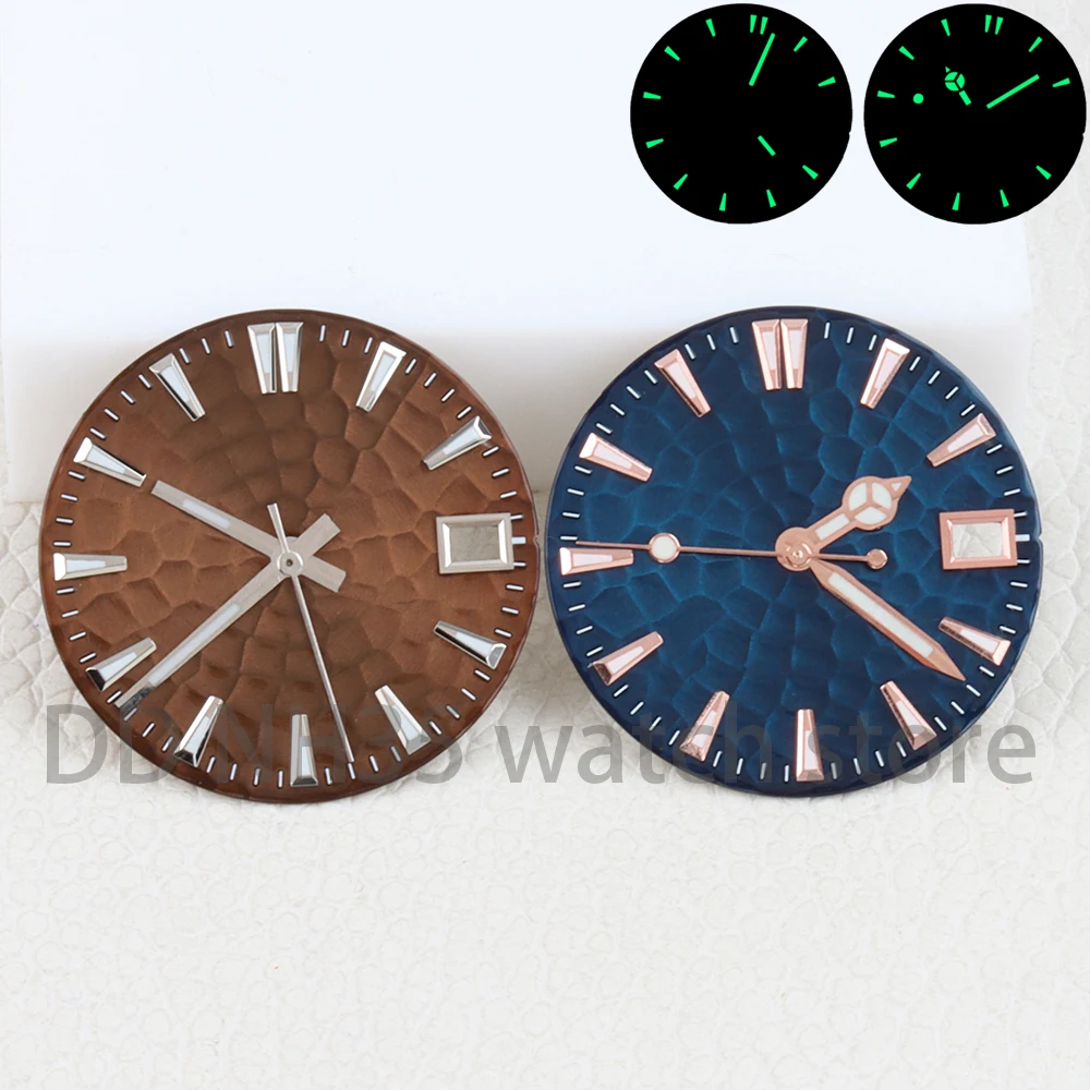 28.5mm NH35 Dial Hands Honeycomb Texture Green Luminous Dial Face for Datejust Mod NH35/NH36 Movement Date Dial Watch Parts