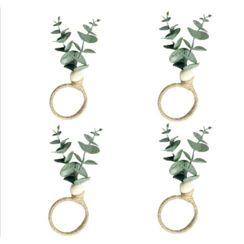 4pcs Creative Modern Minimalist Leaf-shaped Napkin Ring Reusable Hotel Table Setting Napkin Clip