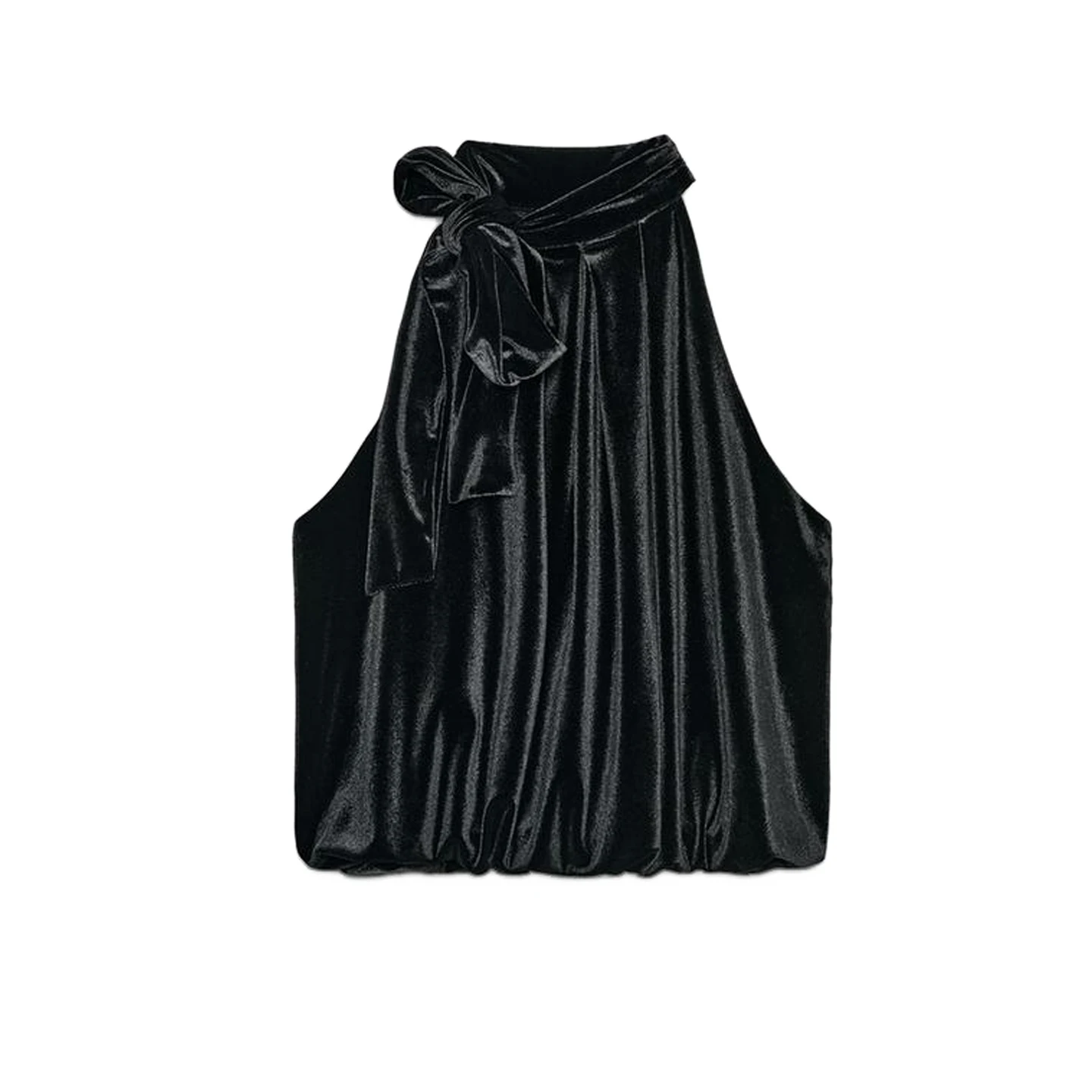 블라 벨벳 벌룬 스웨트 탑 여성용 매듭 장식 패셔너블 아우터웨어 레귤러 길이 폴리에스터 섬유