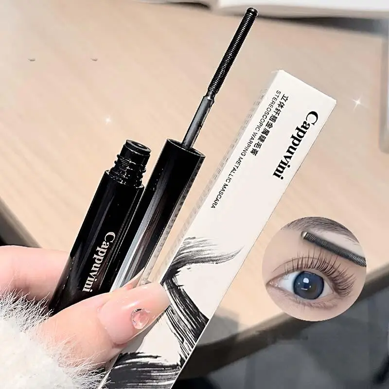 كابوفيني ماسكارا رفيعة تدوم طويلاً، كريم إعداد الرموش المقاوم للماء، كريم غير قابل للتلطخ، محسن للرموش للحجم