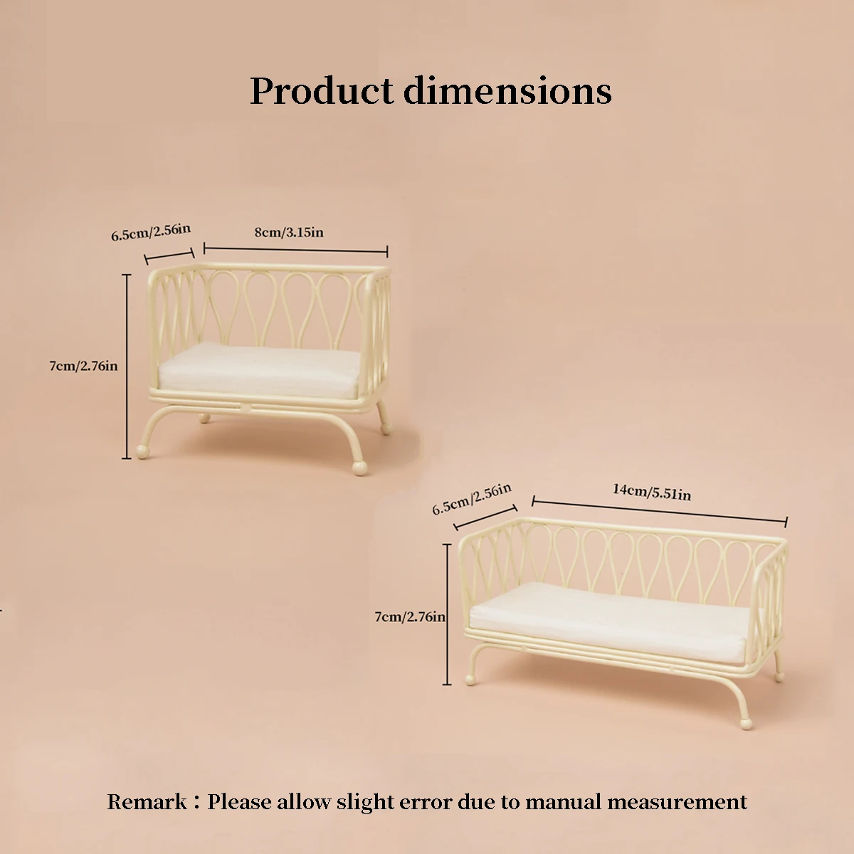 ألعاب لعب التظاهر المصغرة كراسي فردية ومزدوجة من الحديد المطاوع مناسبة لملحقات بيت الدمى Bjd Ob11 #4