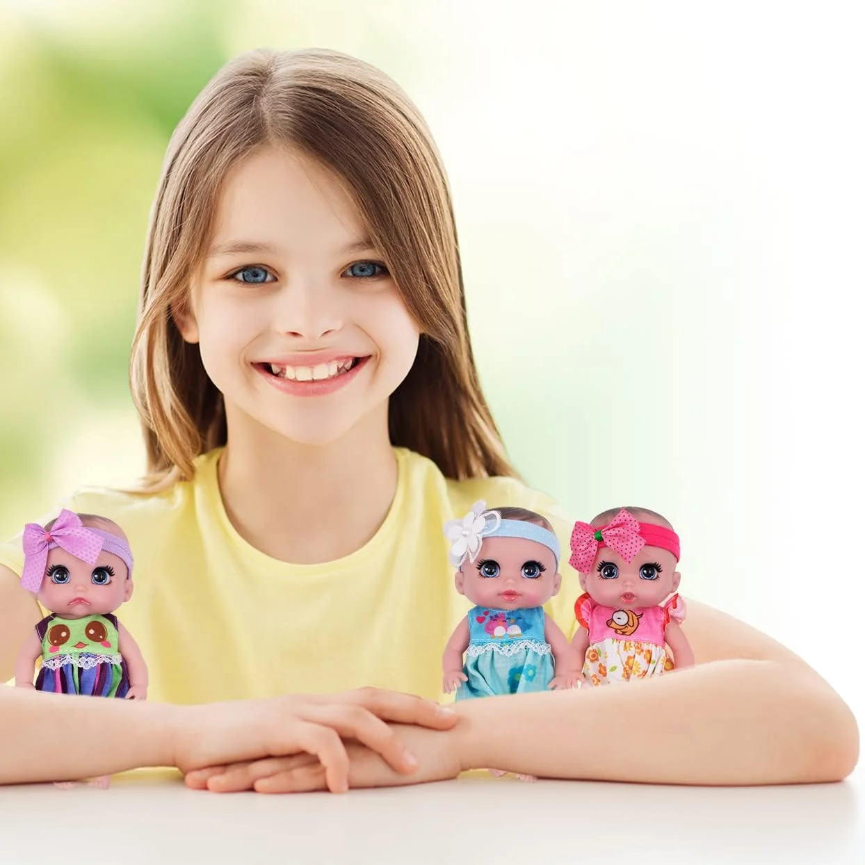 One Piece 3+ Children Crying Baby Doll Smile Pink Hearts Eyes Cute 6 Inches Polly Pocket Swivel Mini Vinyl Doll 15.5Cm Gift Toys