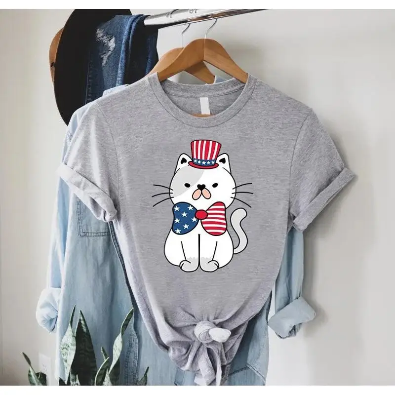 

Патриотическая футболка CaT с флагом 4 июля, свобода США, День памяти для любовника, владельца мамы