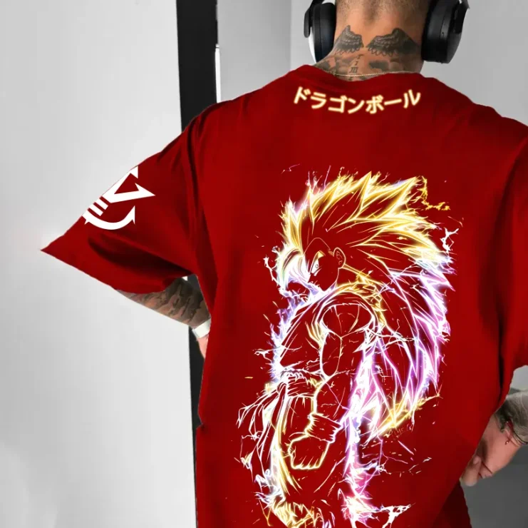 

Супер официальный продукт Dragon Ball: негабаритная аниме-футболка Y2K, чистый хлопок, удобная игра и повседневная одежда.