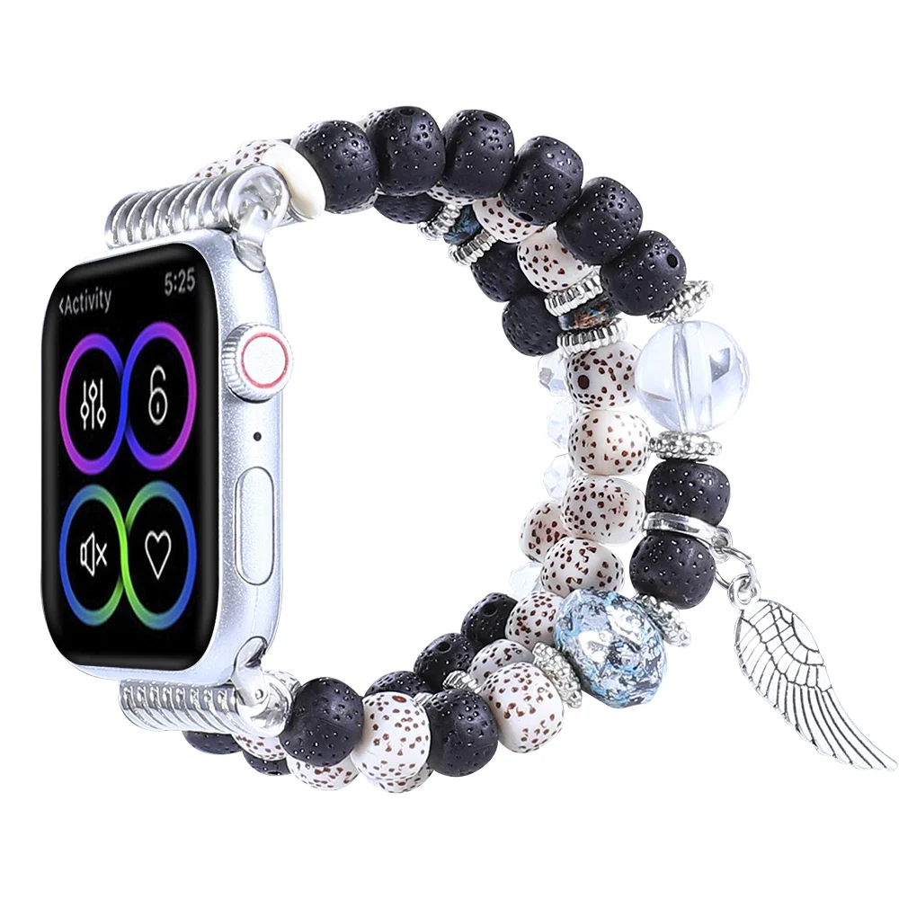 Jewelry Beaded Strap for Apple Watch 10 9 8 7 46mm 45mm 41mm Elastic Bracelet Wristband IWatch 6 5 4 SE 2 44mm 40mm 3 42mm 38mm