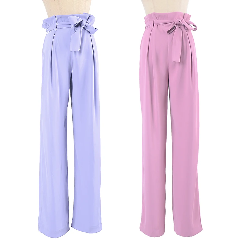 

Ballroom Dance Pants Women Adult Purple Pink High Waist Loose Latin Dance Practice Trousers Cha Cha Rumba Dance Clothes JL5702