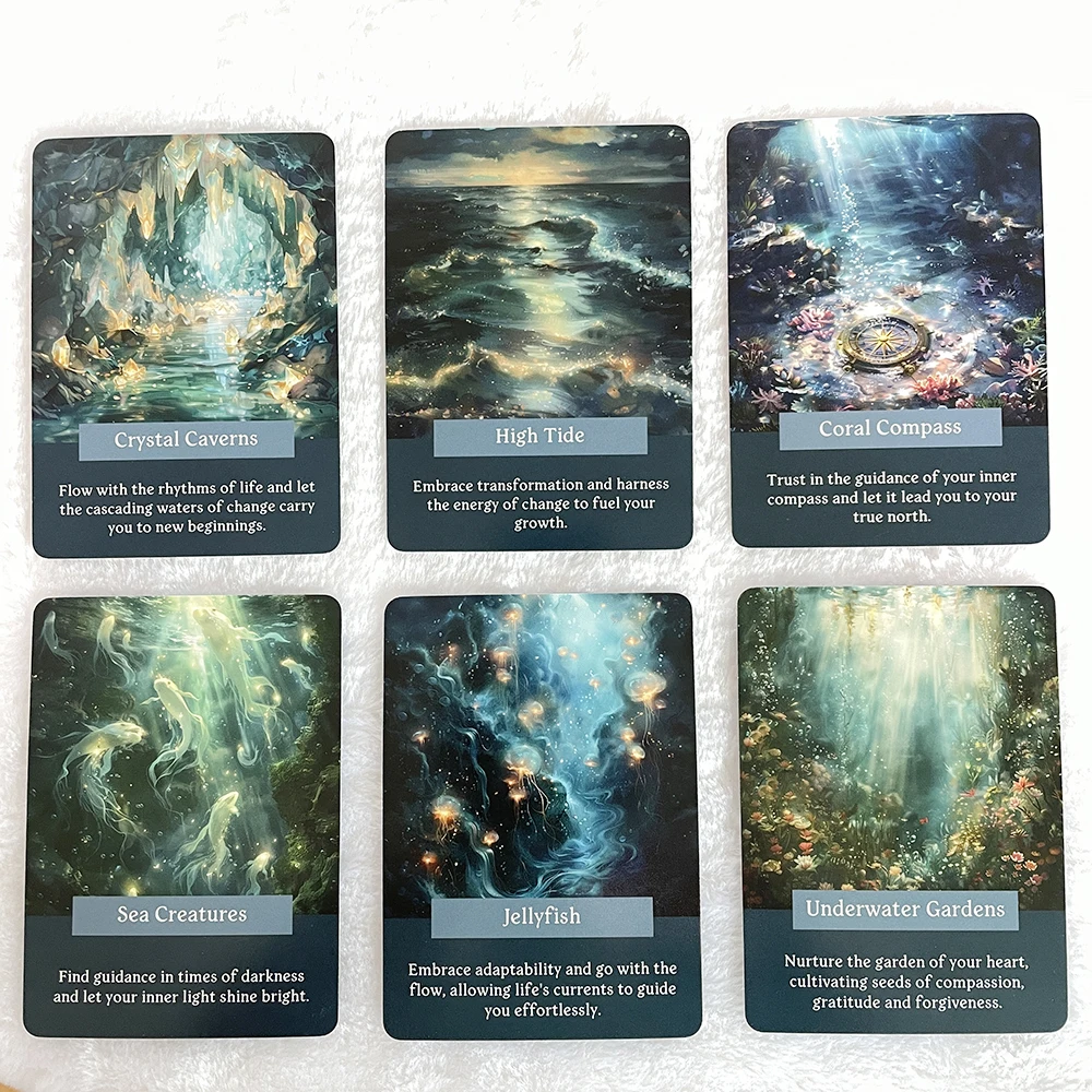 Ocean of Wisdom Oracle Cards, Tarot Cards Big Size, Fortune Telling Toys, Mysterious Sea Taro, Prophecy Oracle Deck, 46-Cards