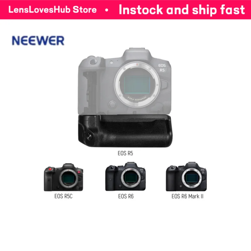 NEEWER Vertical Battery Grip Replacement for BG-R10 – Dual Battery Pack Holder with Shutter Control, Compatible with Canon EOS R