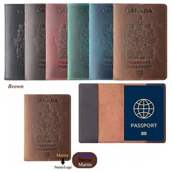 Personalize Engraving Genuine Leather Passport Cover Holder For Canada Credit Card Holder Passport Case Holder Travel Wallet Bag