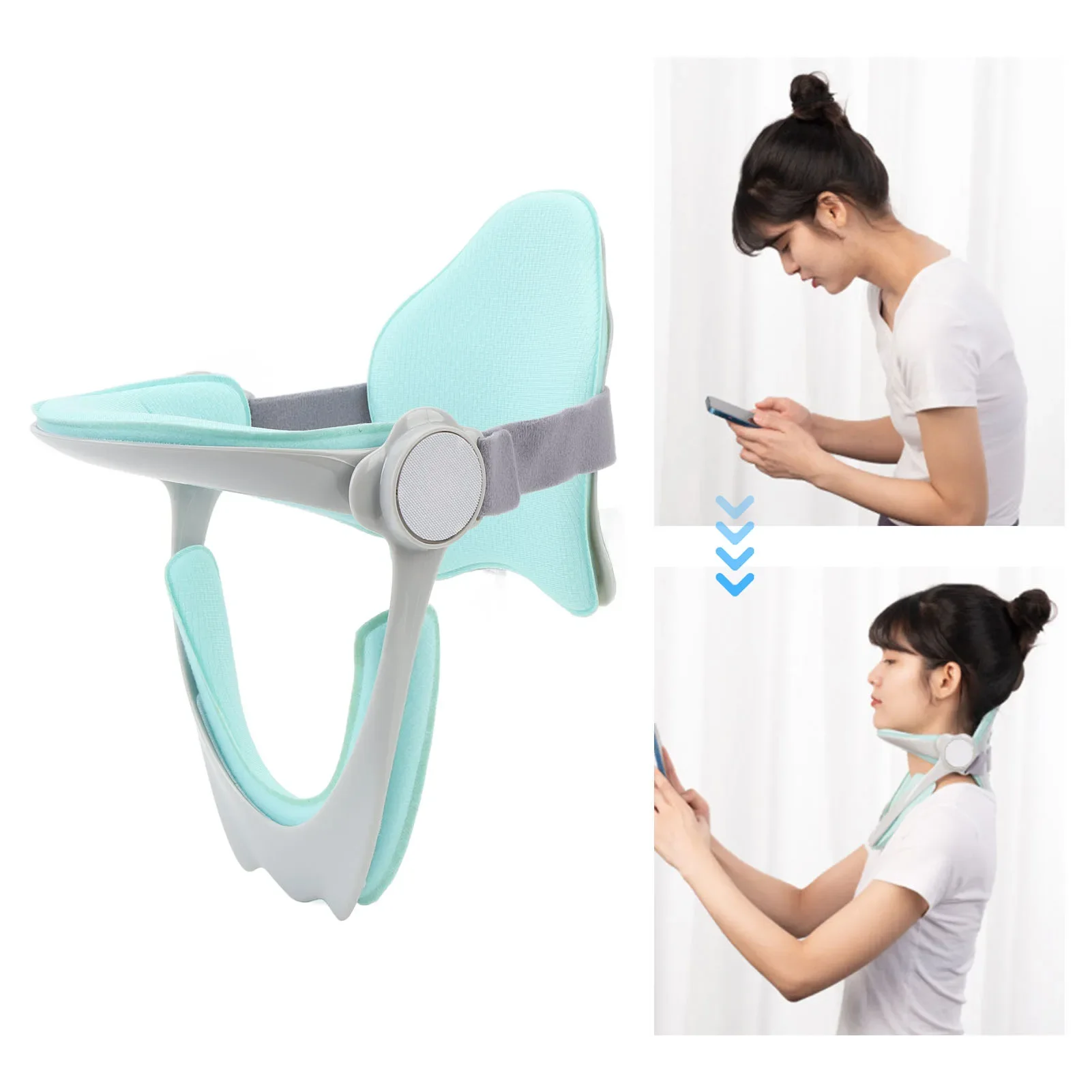 

Neck Brace for Posture 360 Degree Adjustable Breathable Ergonomic Adjustable Neck Brace Prevent Head Bowing Soft for Students