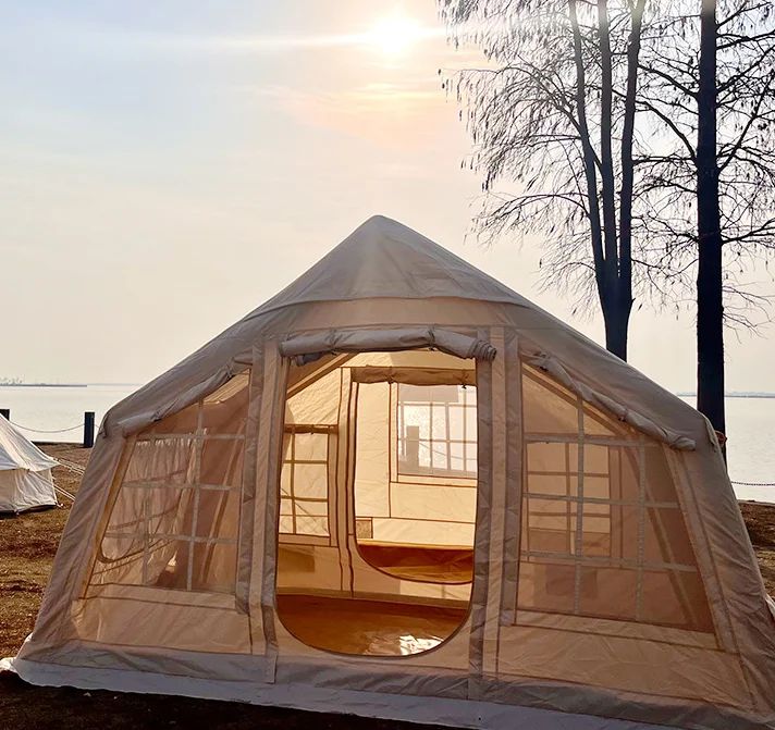 Family Inflatable Air Tent Outdoor Waterproof Oxford Portable One Bedroom Four-Season Straight Bracing Hexagonal/Diamond Camping