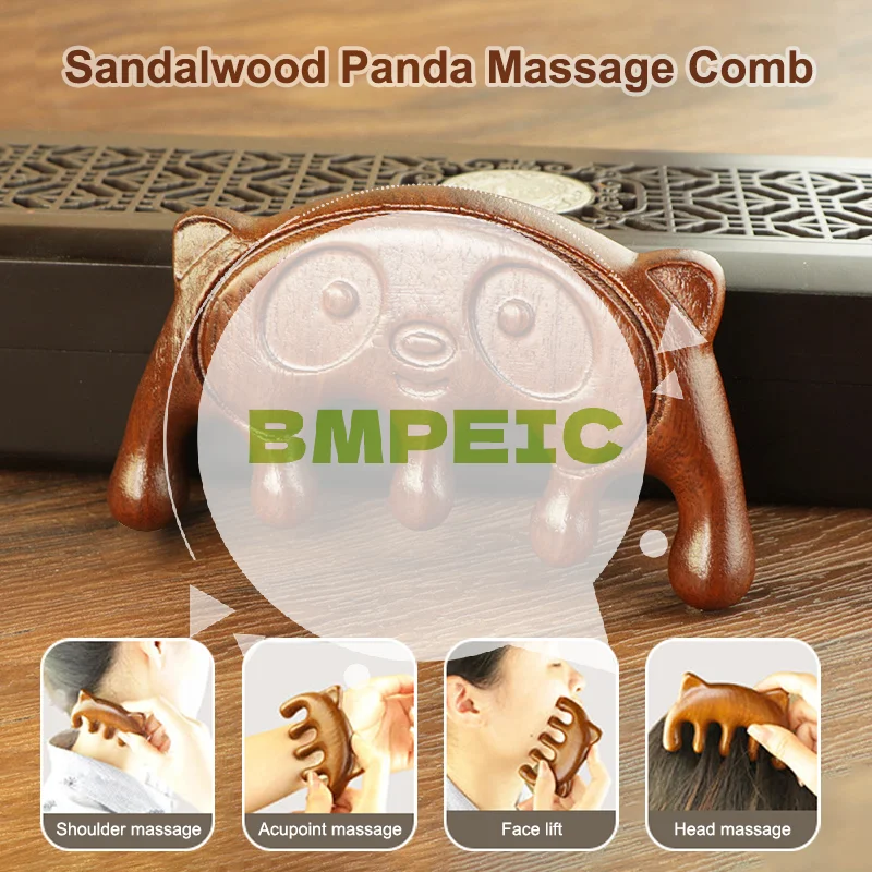 

Sandalwood Panda Massage Comb Head Meridian Scalp Comb Face Eye Shoulder Neck Scraping Treatment Hair Care Anti-static Comb