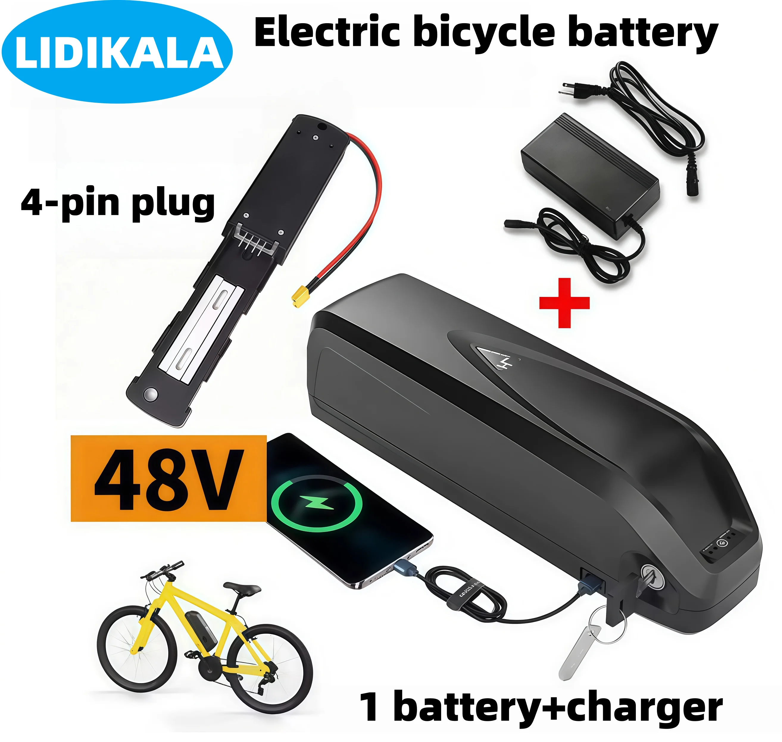 LIDIKALA 48V 40Ah Hailong Max E-Bike Lithium-Akku 40A BMS 18650 Zellen Kompatibel mit Bafang BBS02 BBS03 BBSHD Motor 500-2000W Elektrofahrrad Fatbike Power-Akku