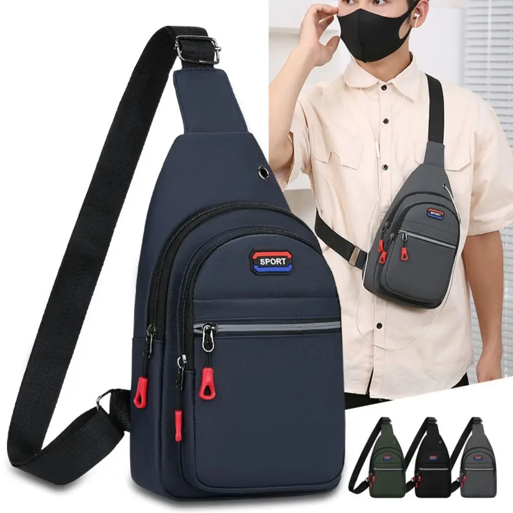 Fashion Canvas Men Chest Bag Black Grey Blue Green Multifunctional Crossbody Bag Large Capacity Sports Chest Bag Unisex