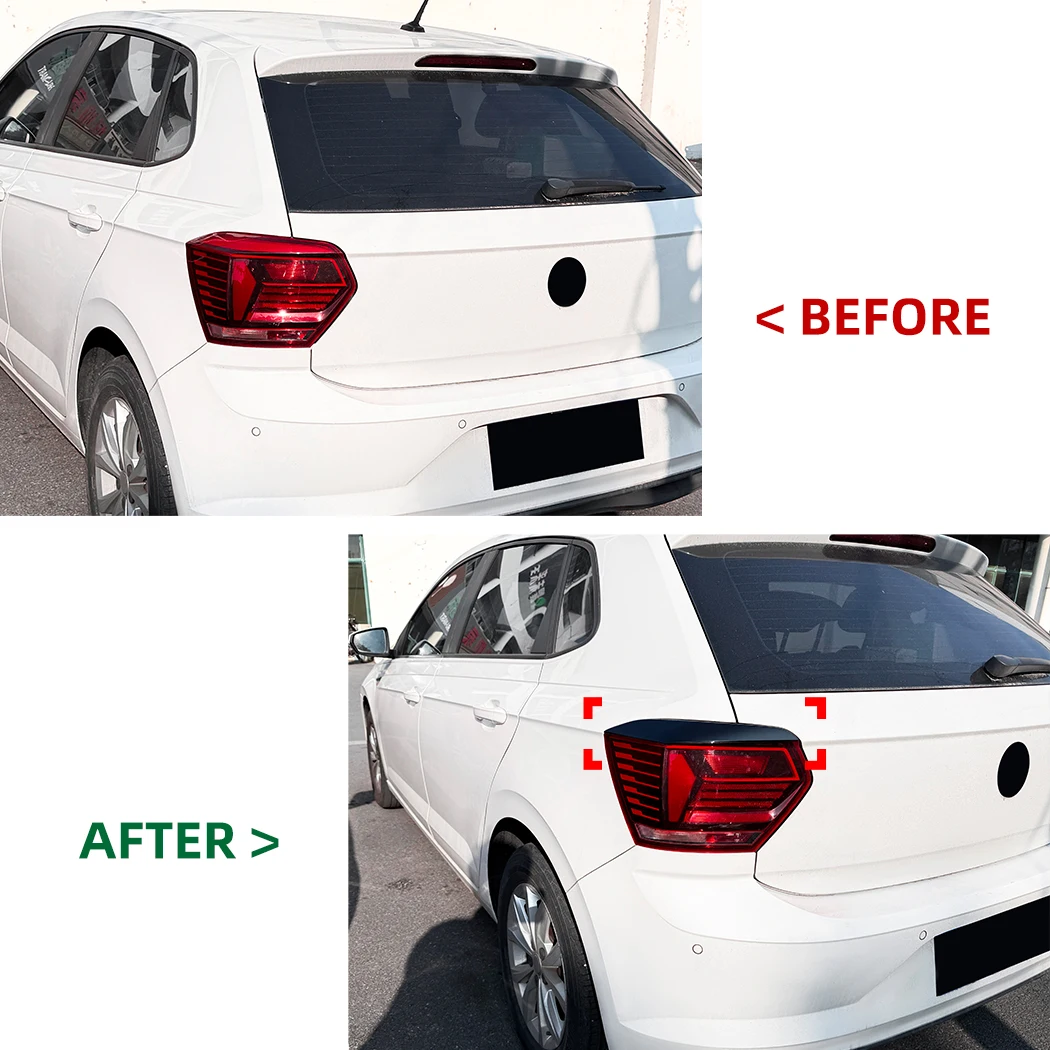 For Volkswagen Polo AW MK6 TSI TDI MPI GTI R-LINE 2017-2021 Pre-Facelift Rear Headlight Eyebrows Eyelid Lids Trim Cover Body Kit