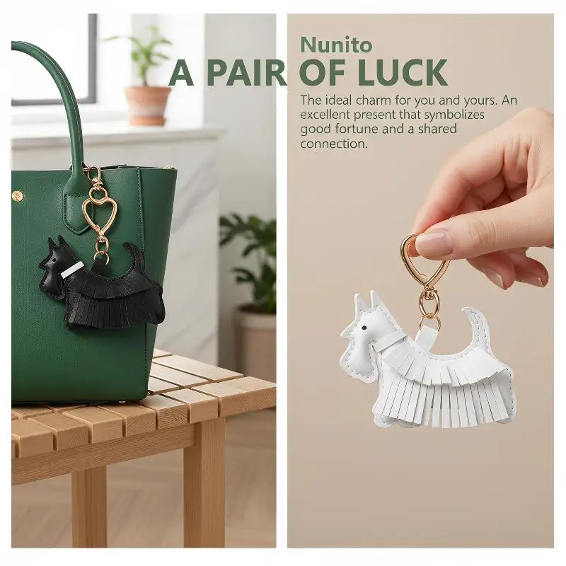 Trendiger PU-Leder Schnauzer Taschenanhänger Schlüsselanhänger Einzigartiges Auto-/Taschen-Accessoire/Süßer Schmuck für Hundeliebhaber