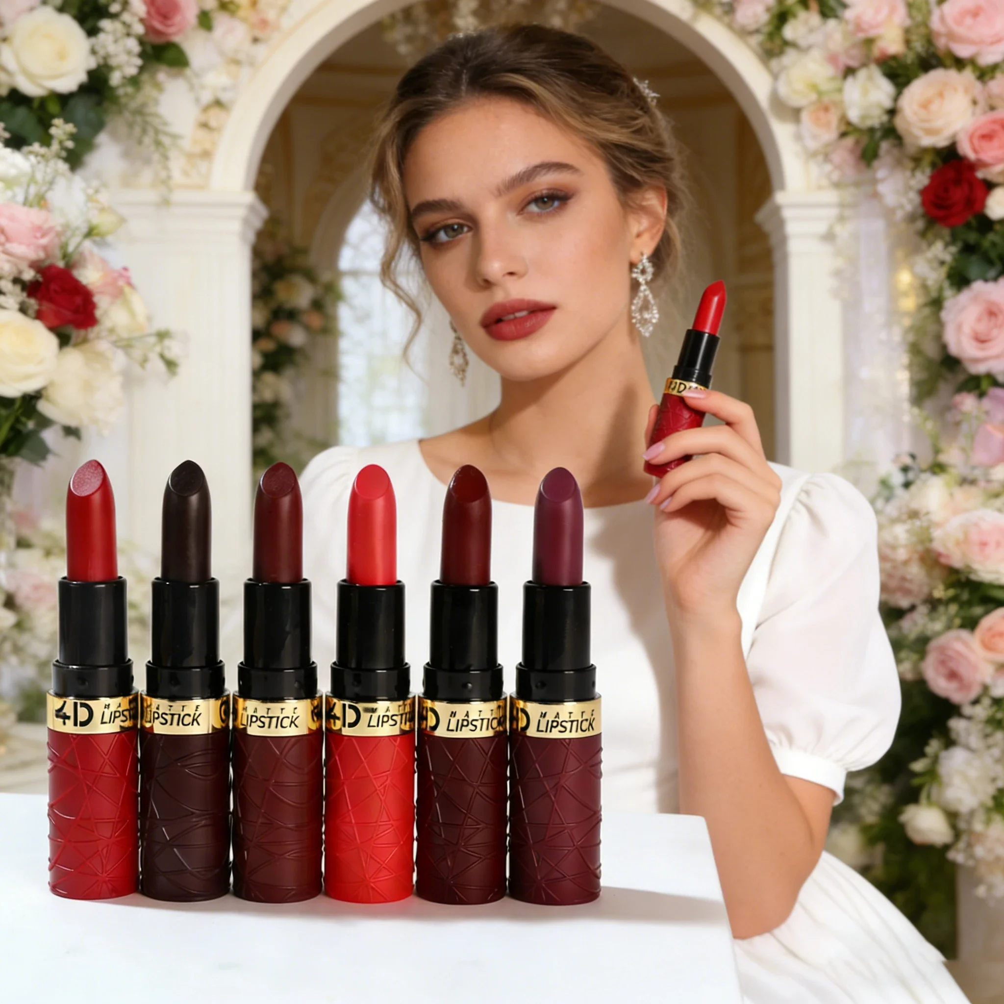 Bridal Wedding Day Lipstick Set 6Pcs Velvet Matte Long Lasting Waterproof Moisturizing Lip Tint Non Transfer Lip Makeup