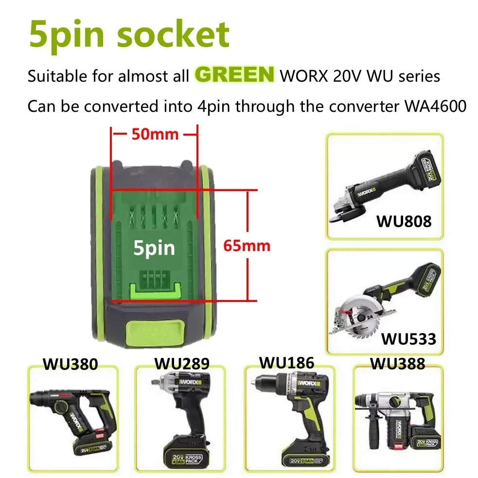 20V Replacement Battery for WORX, 8Ah/18Ah Long Lasting Battery for WORX,1000+ Cycle, For WA3551 WA3551.1 WA3553 WA3641
