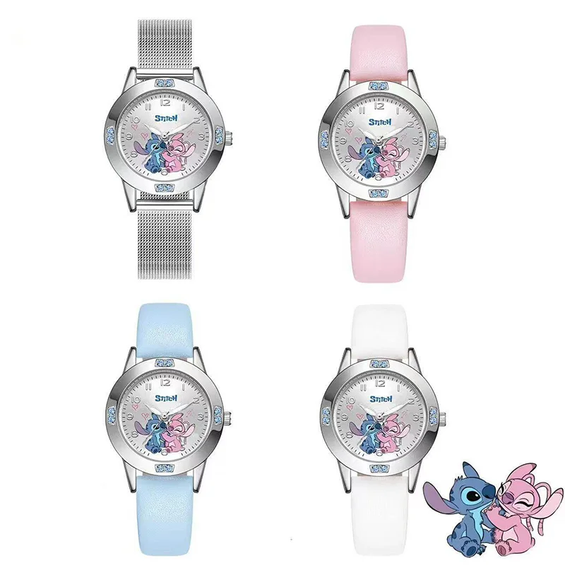 

Cartoon Women Quartz Watch Cute Diamond Accent Alloy Case Leather Strap Wristwatch For Girls Students Daily Casual Use