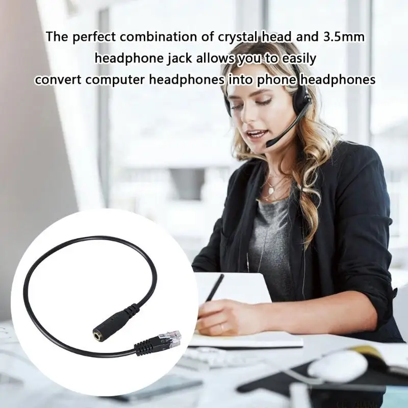 Cable RJ9 conversión las auriculares oficina E56B a función Plug and Play del adaptador 3,5 mm