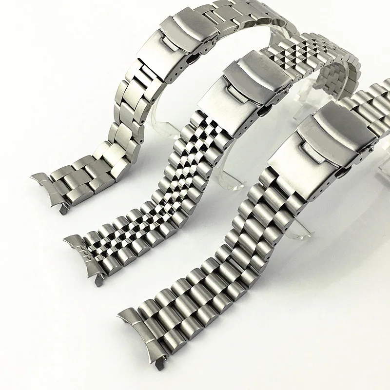 Replace steel bands for Seiko High-end Stainless Steel Folding Clasp 20mm 22mm SKX007 Curved end Watch Bracelet