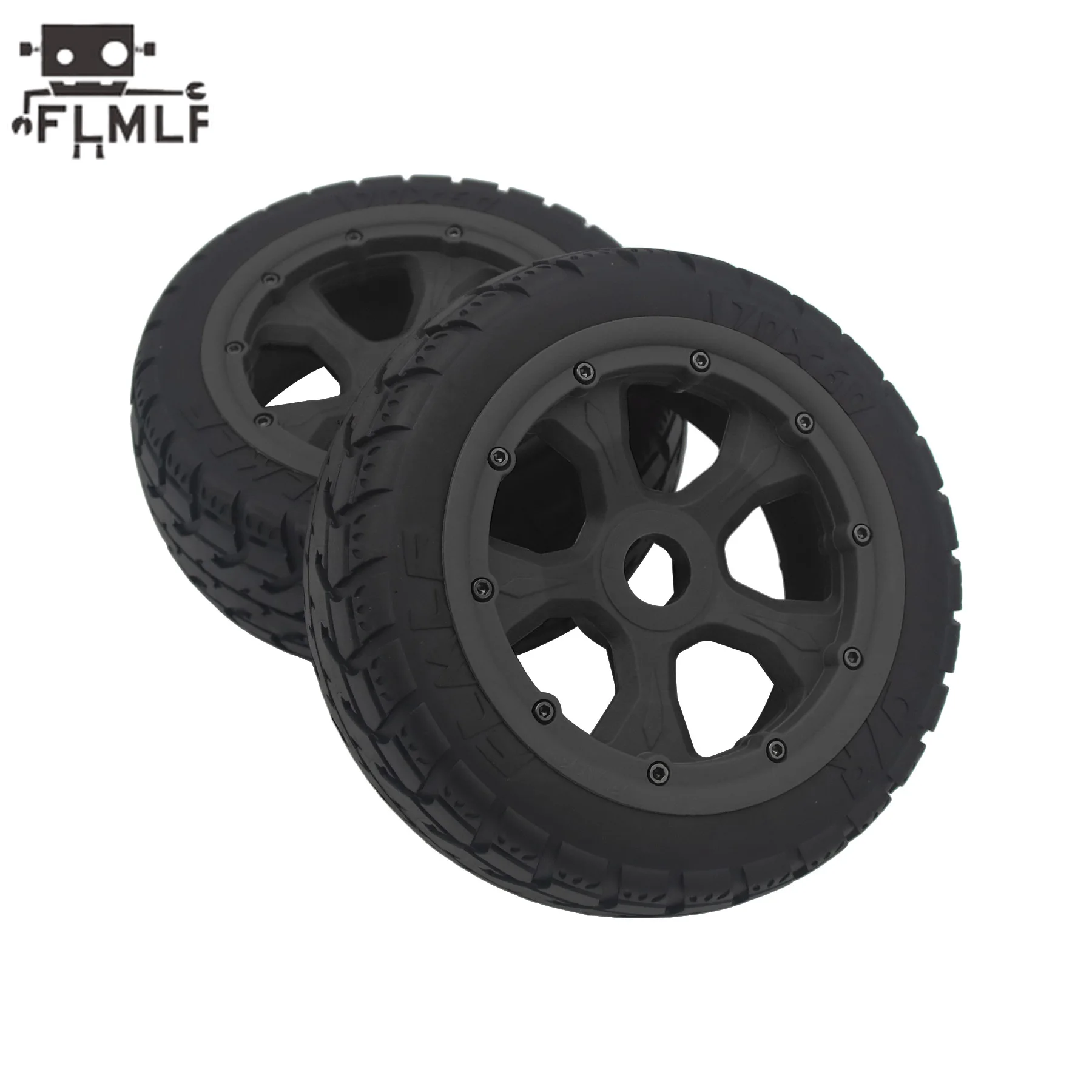 FLMLF Rc Car Front or Rear Complete Road Tires with Nylon Wheel Hub for 1/5 HPI ROVAN KINGMOTOR BAJA 5B 5SS BUGGY PARTS