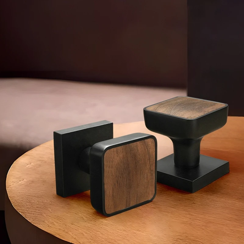 

Невидимый замок из орехового дерева, бытовая спальня, деревянная дверь, односторонний дверной замок для комнаты, домашний фон, настенная скрытая дверная ручка