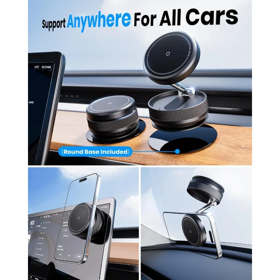 حامل هاتف السيارة المغناطيسي المطور 360 درجة لعام 2026 لـ Magsafe مع 96+ LBS أقوى شفط و2800gf أقوى مغناطيسي لـ #2