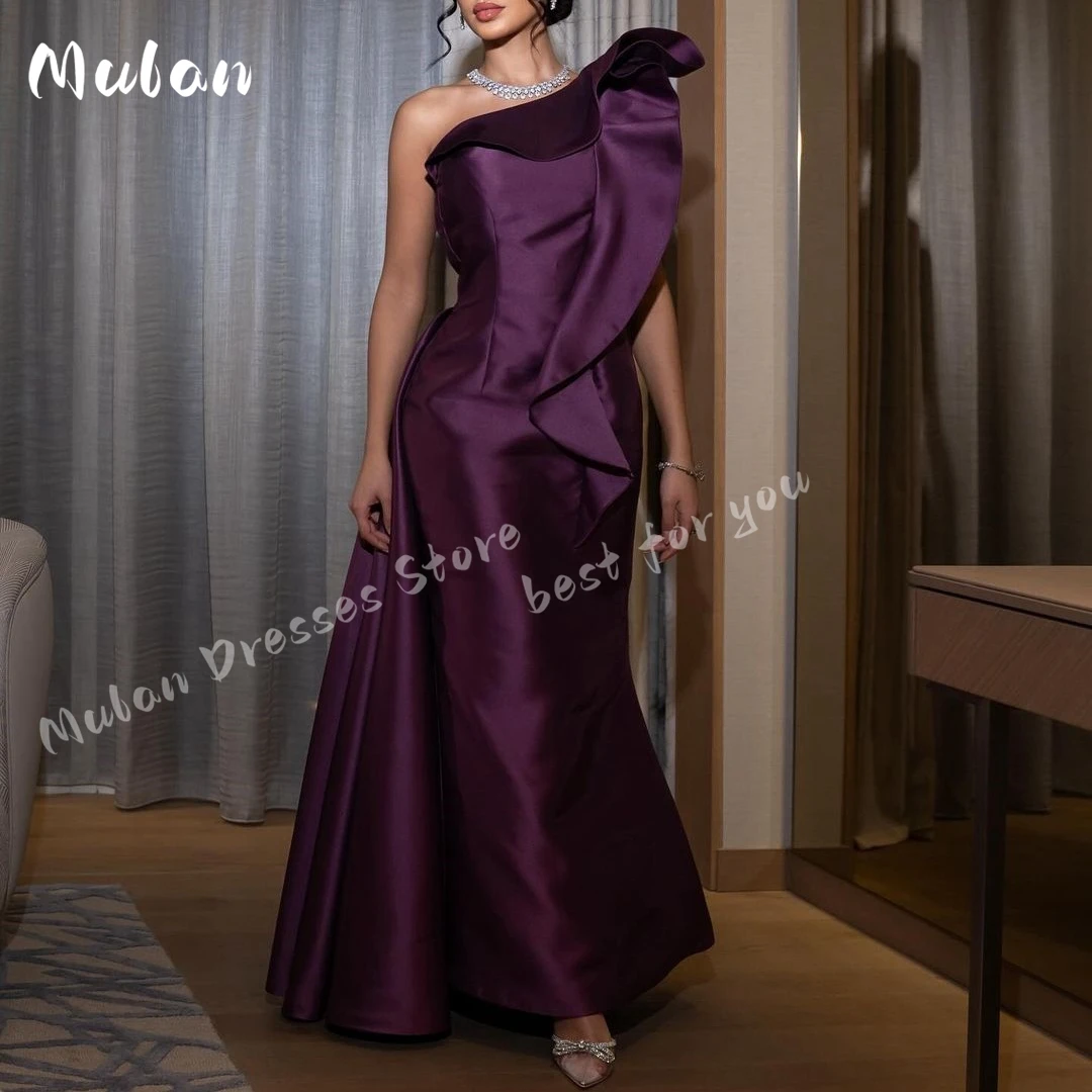 

Arabia Purple One-shoulder Prom Dresses Mermaid With Tail Ruched Elegant Women‘s Evening Dresses 2024 Formal Party Gown