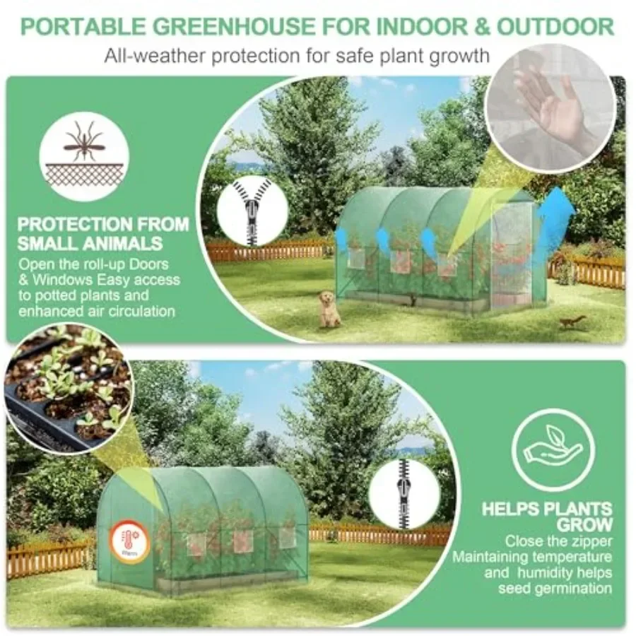 Greenhouses for Outdoors Heavy Duty X7 Feet Portable Greenhouse with Watering System, 6 Ventilated Screen Windows and Rolling Z