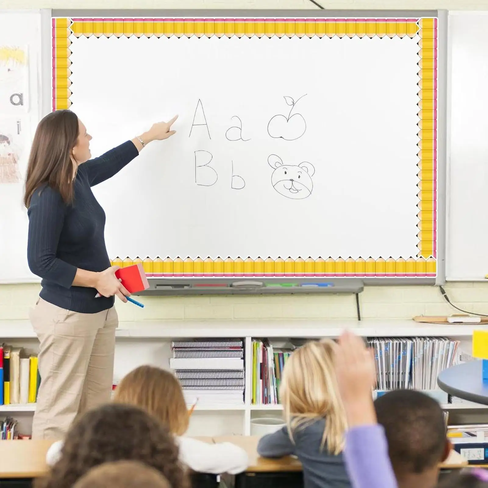 حدود قلم رصاص لطيفة وممتعة للقرطاسية ديكور حدود مزخرفة للوحة الإعلانات للمكاتب المنزلية والإعداد في الهواء الطلق ومعلم العائلة #3