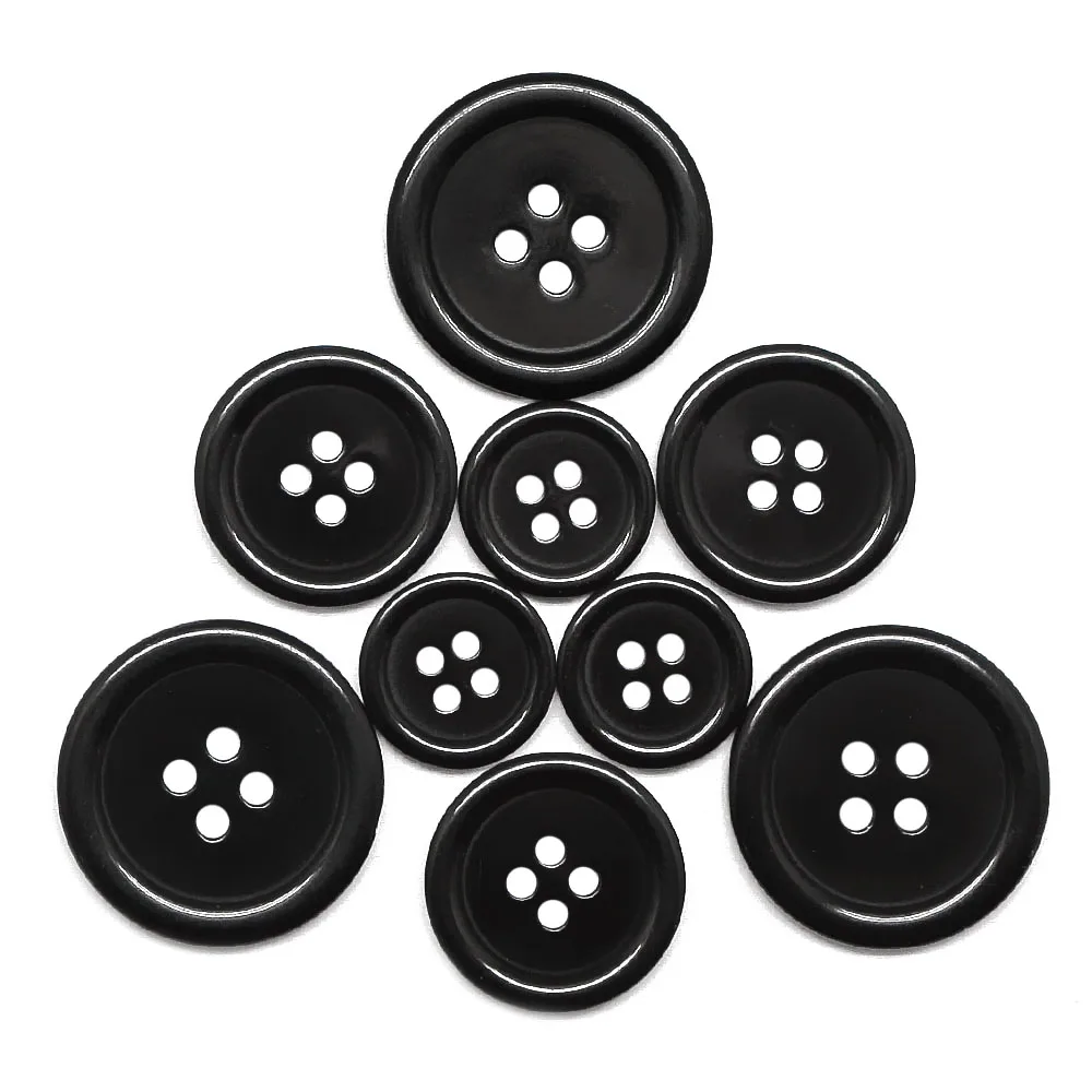 50 PCS 15/20/25mm Black Round Resin 4 Hole Sewing Craft Buttons For Clothing Sewing Crafting DIY Baby Clothing Accessories