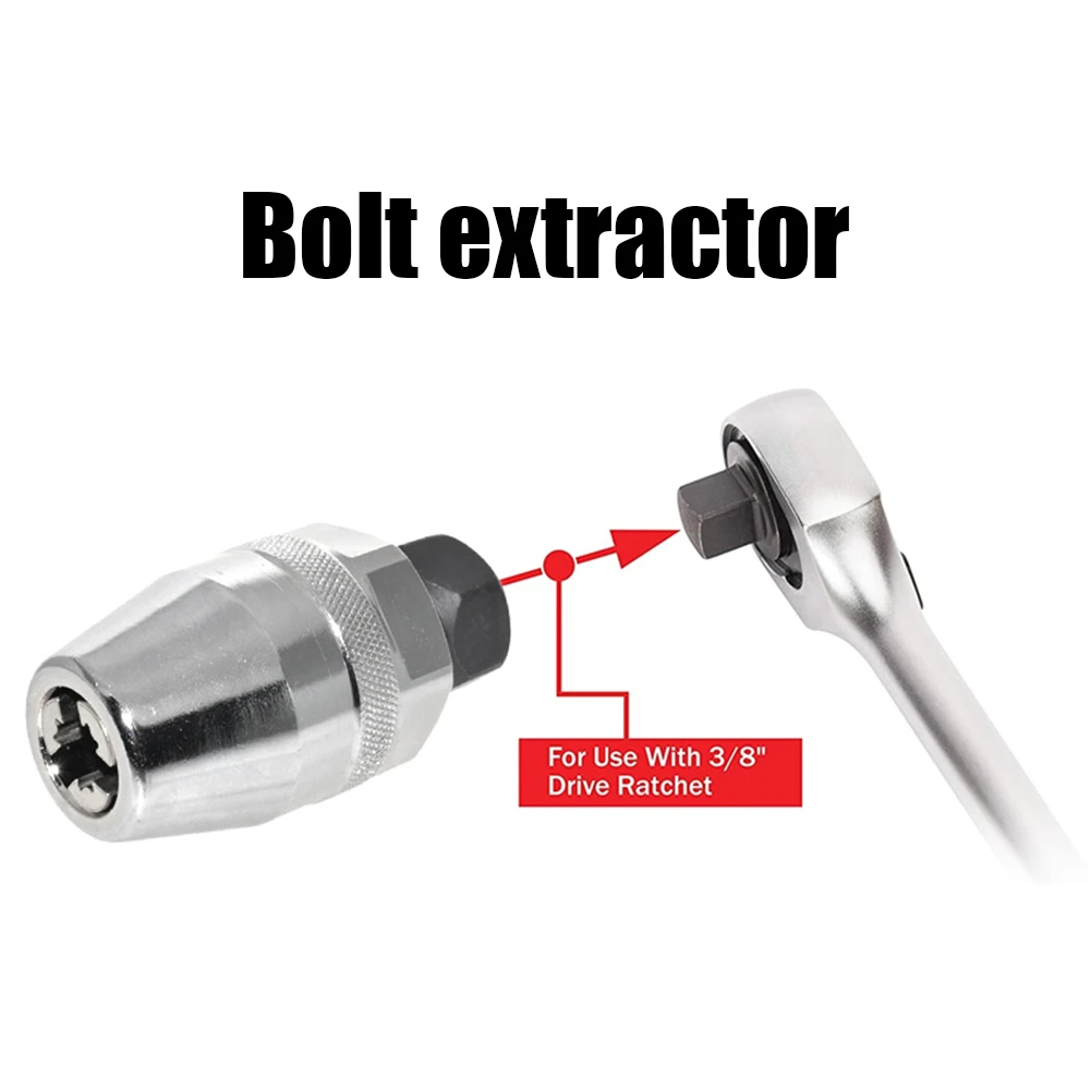 Screw Bolt Removal Tool 3/8inch Damaged Bolt Stud Extractor Used with Impact/Ratchet Wrench for Rust Painted Damaged Waste Bolts