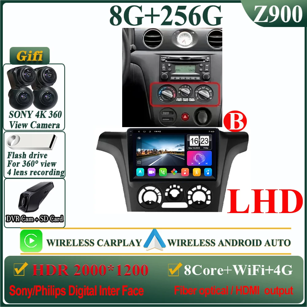 2K Android 16 autoradio voor Mitsubishi Outlander 1 2002-2008 multimediaspeler GPS navigatie Carplay split screen 2K