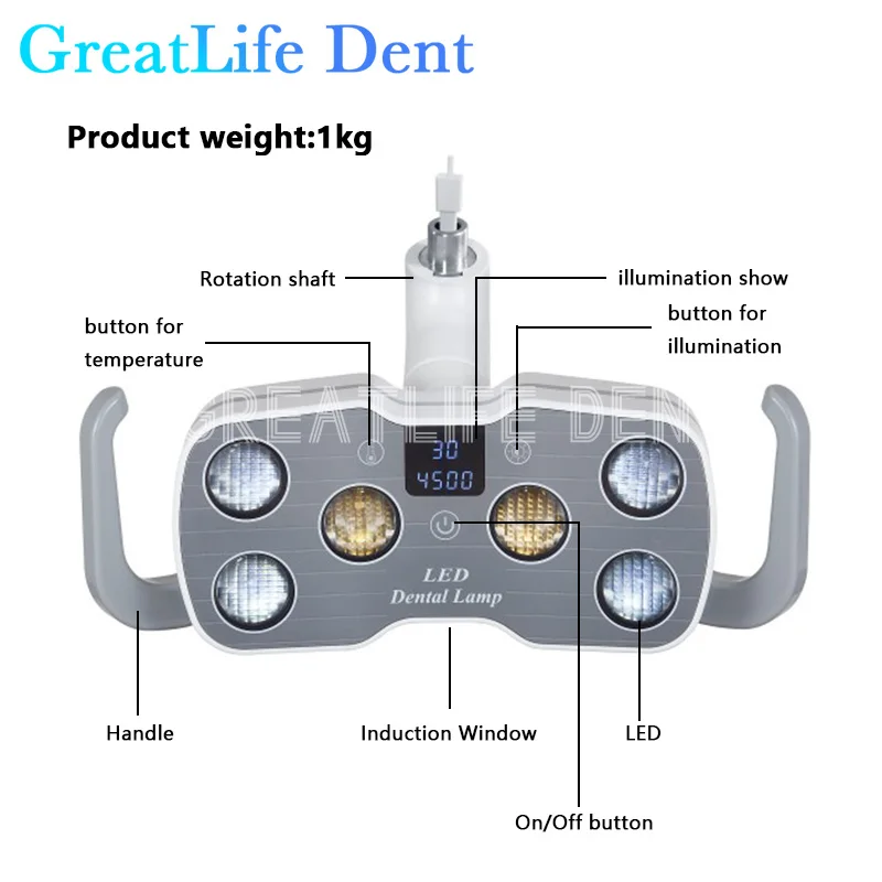 GreatLife Dent Dental Chair Unit Oral Operation Lamp 6 LED Dental Led Surgical Led Lamp Light