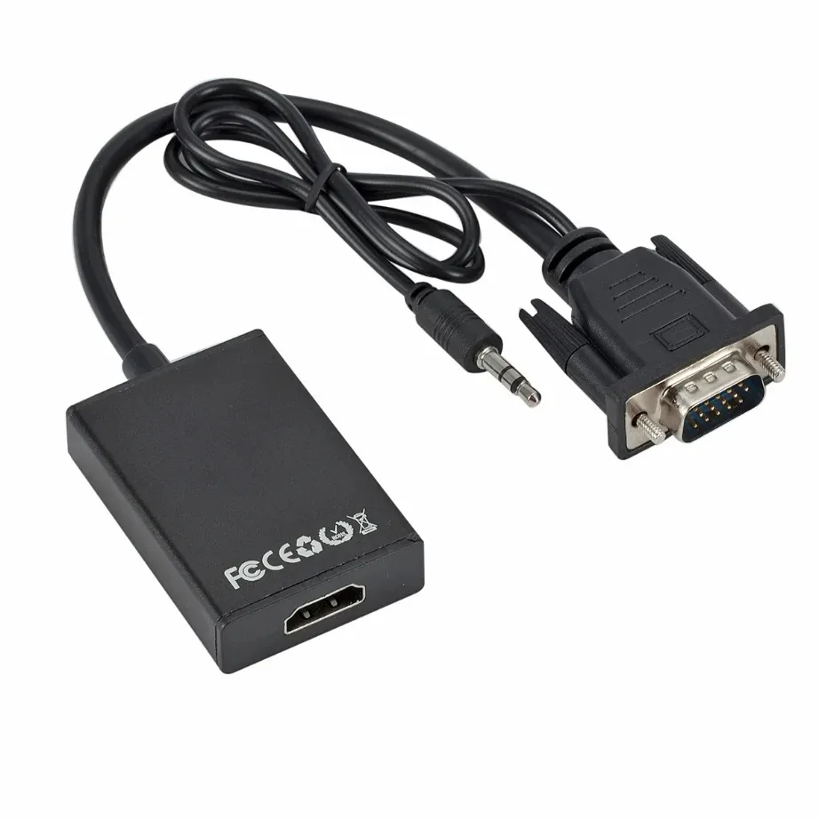 VGA to HDMI-compatible Adapter Cable With Audio Output HD 1080P VGA2HDMI-compatible Converter For PC Laptop to HDTV Projector