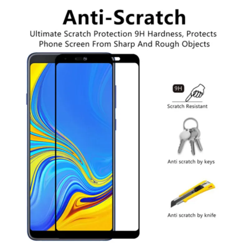 2PCS Tempered Glass for Samsung Galaxy A7 2018 A750 Safety Full Cover Protective Glass for galaxy a9 2018 Screen Protector Film